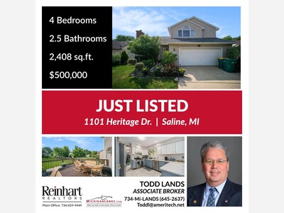 JUST LISTED! 1101 Heritage Dr. Saline! 