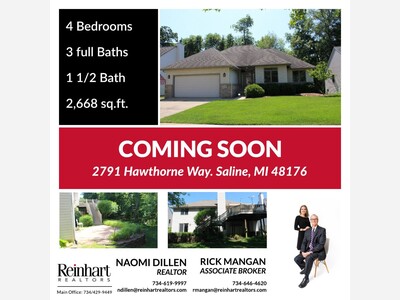COMING SOON! 2791 Hawthorne Way Saline 48176! Showings start this Wednesday 7/9!  
