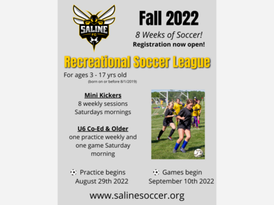 Saline FC Rec Soccer - Registration extended to March 19th 2023