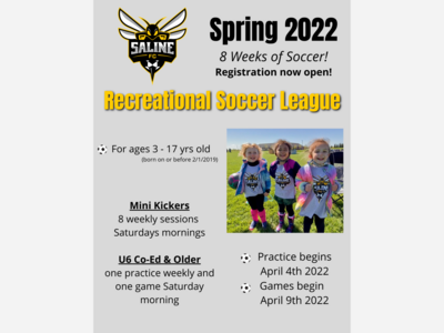 Saline FC Rec Soccer - Only 6 days until the wait list starts